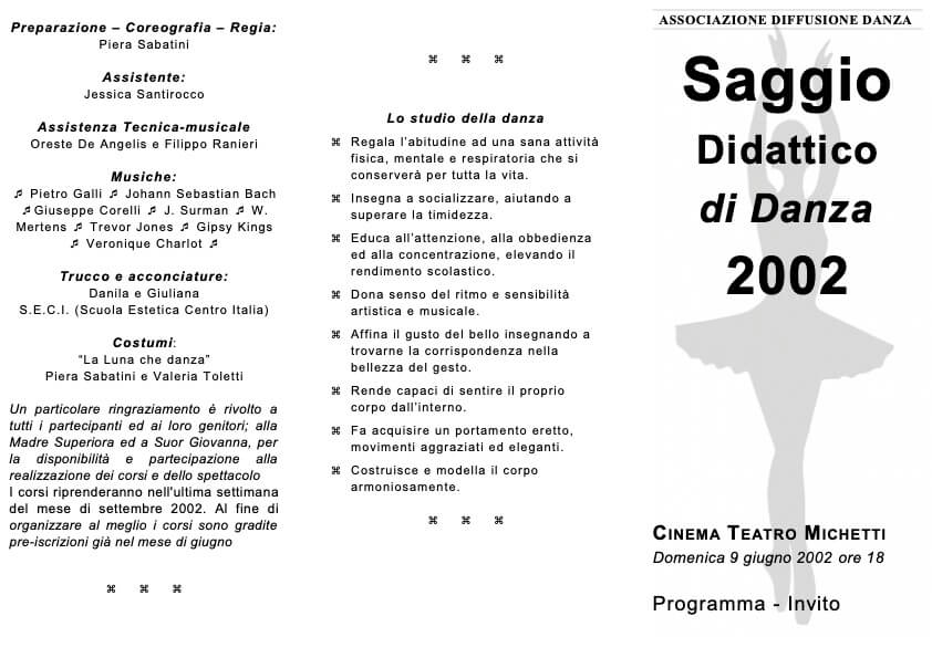 SAGGIO DIDATTICO Diffusione DANZA 2002