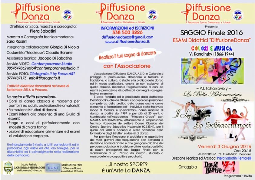 SAGGIO Finale 2016 / ESAMI Didattici “DiffusioneDanza”