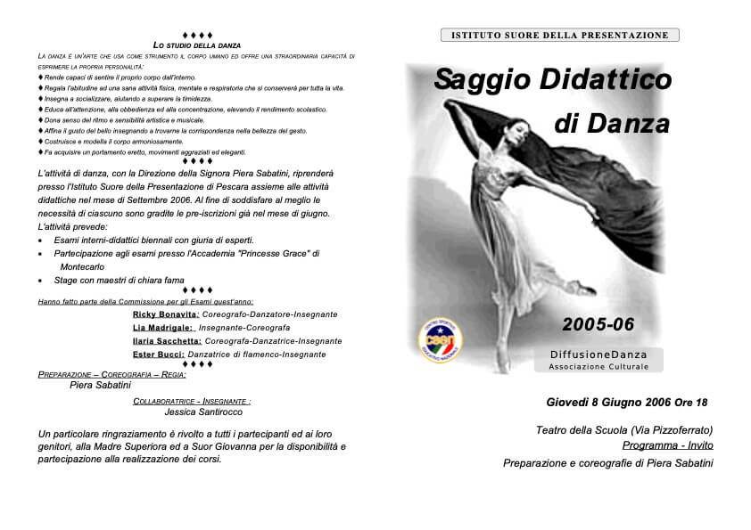 SAGGIO DIDATTICO 2006 Diffusione DANZA